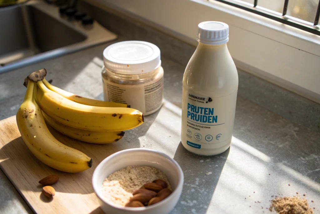 Blending Banana Bariatric Shake Recipe ingredients