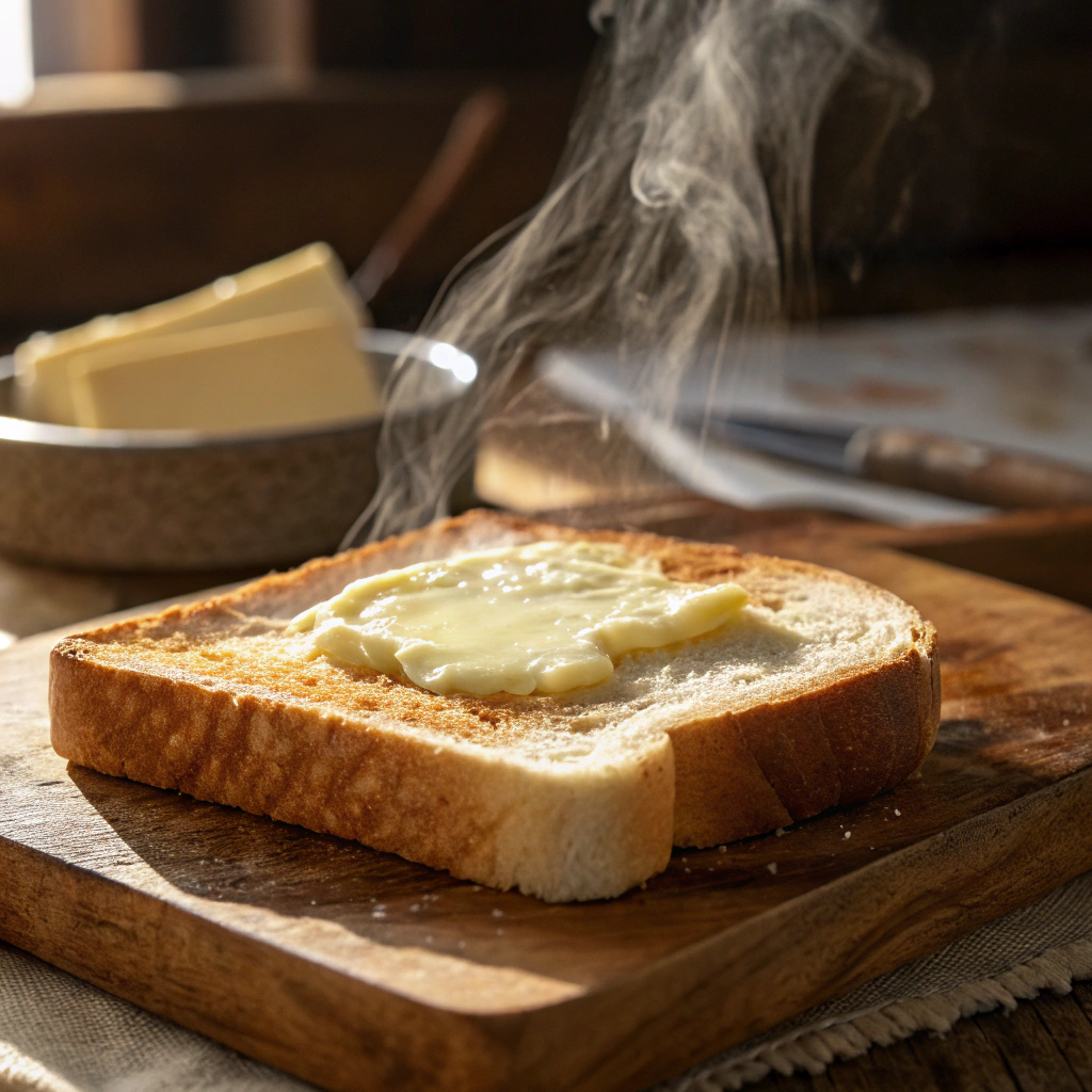 Slice of Reka Bread with butter melting on top