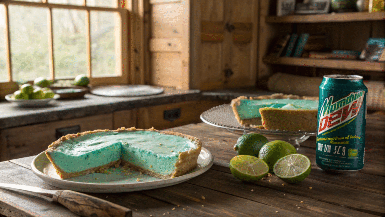 mountain dew baja blast pie taco bell slice on wooden table