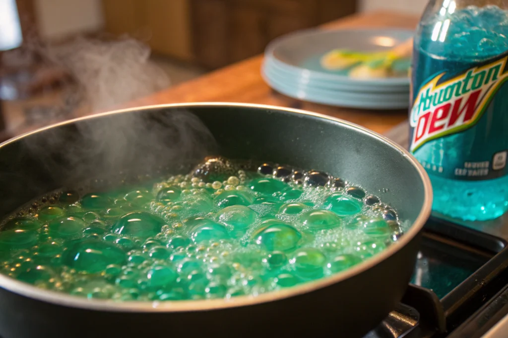 mountain dew baja blast syrup reduction in saucepan