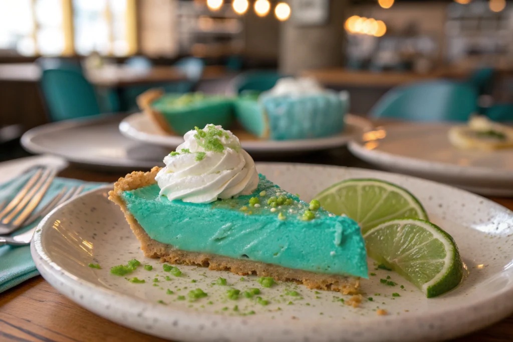 slice of mountain dew baja blast pie with whipped cream
