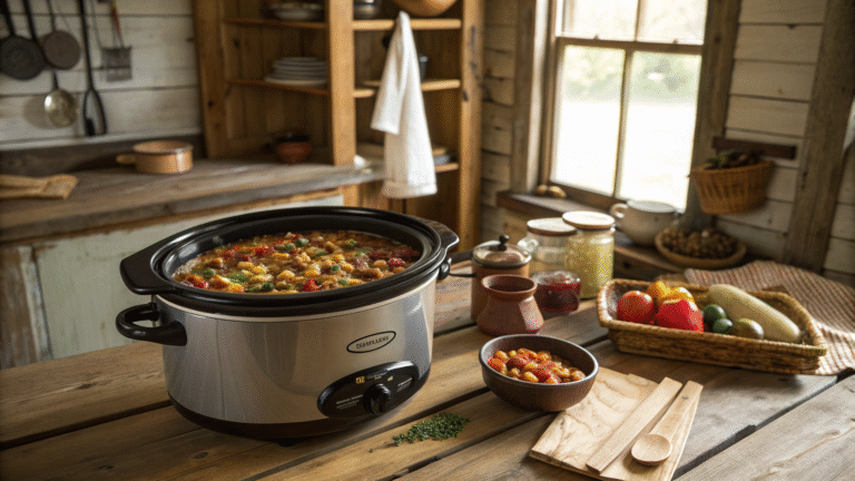 15 bean soup recipe slow cooker in a rustic Texas kitchen