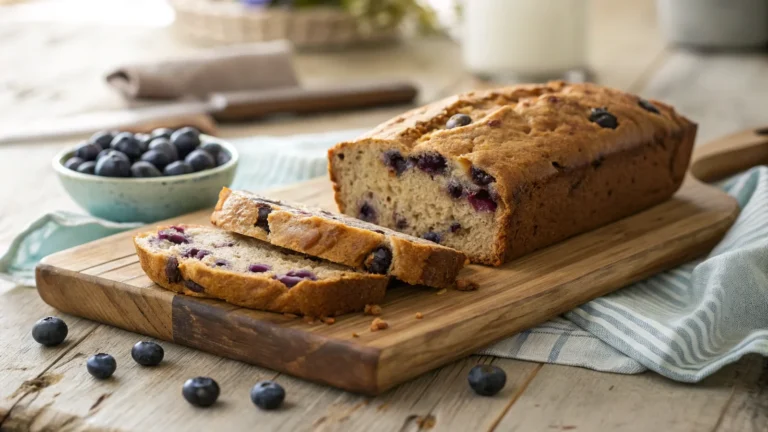 blueberry lentil bread recipe loaf on wooden board