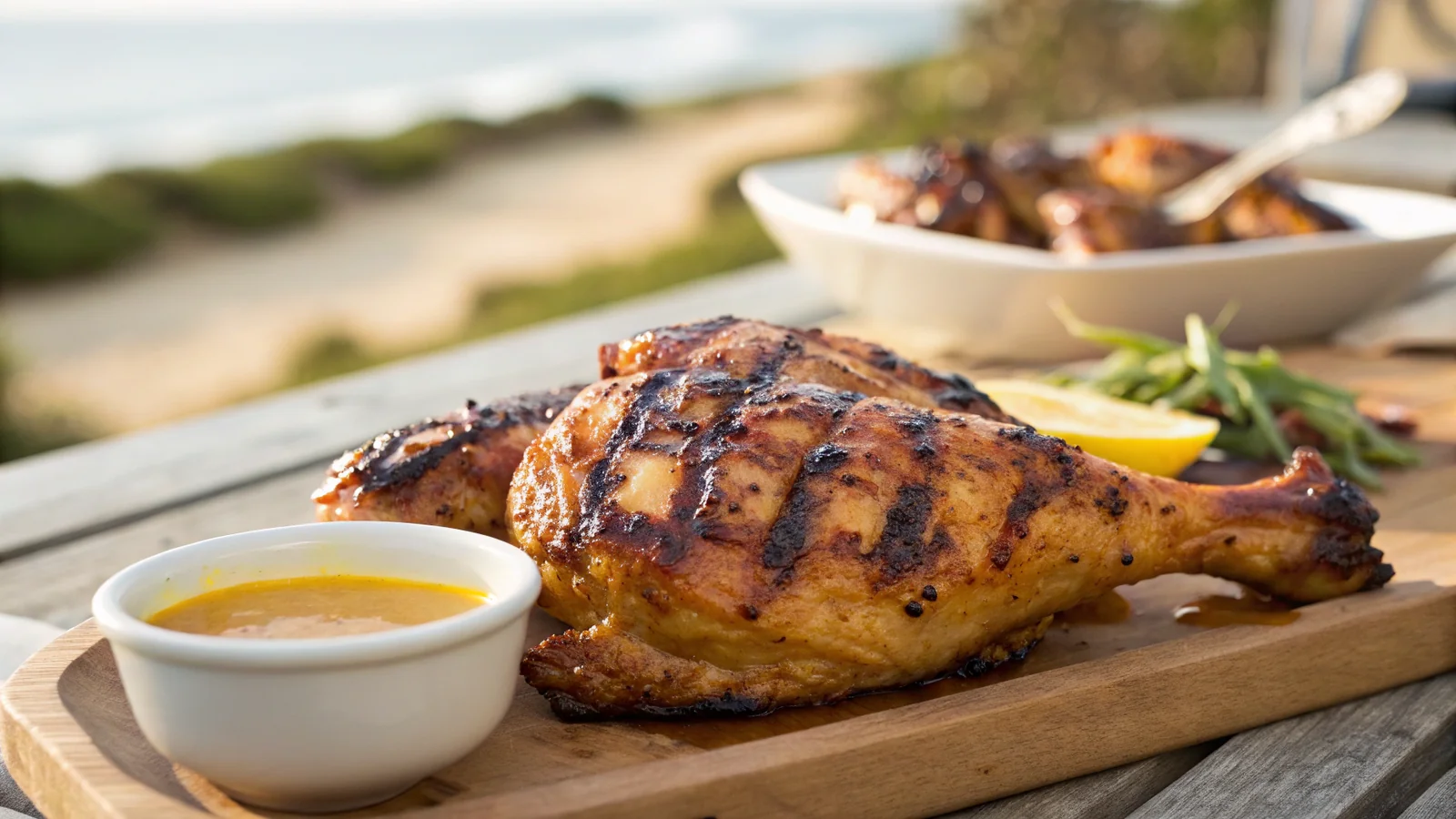 Delmarva BBQ chicken recipe carnivore grilled over charcoal with tangy vinegar mustard sauce